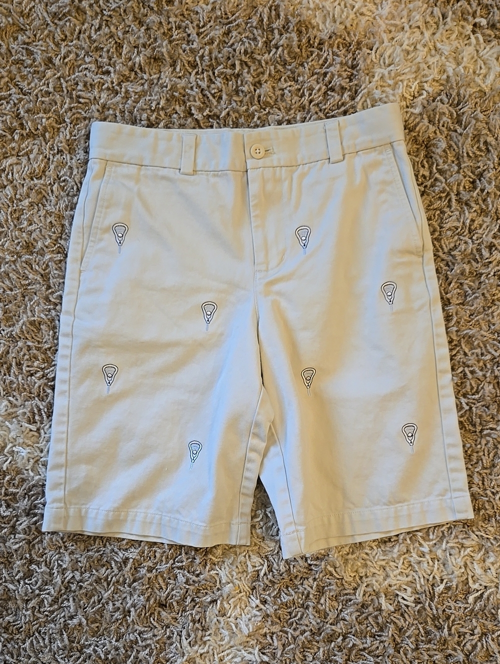 Vineyard Vines Lacrosse Embroidered Cream Chino Shorts